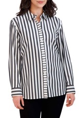 Foxcroft Stripe Boyfriend Button-Up Shirt