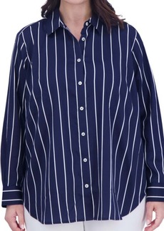 Foxcroft Stripe Button-Up Boyfriend Shirt
