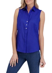 Foxcroft Taylor Sleeveless Linen Blend Button-Up Shirt