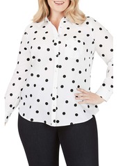 Foxcroft The Hampton Flirty Dot Button-Up Shirt (Plus Size)