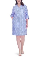Foxcroft Vena Stripe Crinkle Shift Dress