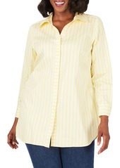 Foxcroft Vera Career Stripe Button-Up Shirt (Plus Size)
