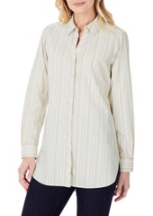 Foxcroft Vera Modern Mini Stripe Stretch Cotton Blend Shirt