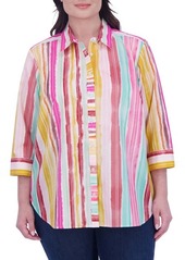 Foxcroft Watercolor Stripe Button-Up Shirt