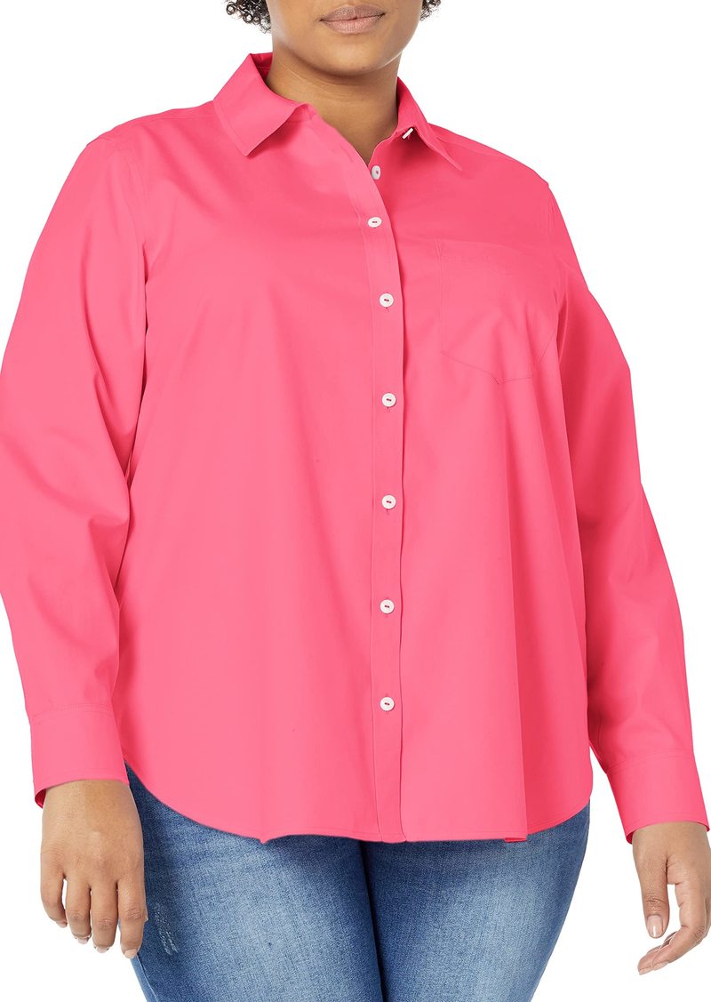 Foxcroft Women's Boyfriend Long Sleeve Solid Pinpoint Shirt