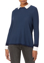 Foxcroft Women's Dakota Ribbed 2-fer Sweater  M