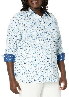 Foxcroft Women's Germaine 3/4 Sleeve Watercolor DOTS Shirt