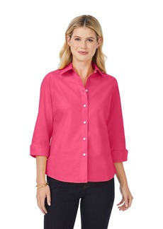 Foxcroft Women's Gwen 3/ Sleeve Solid Pinpoint Blouse