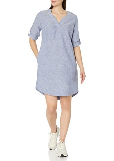 Foxcroft Women's Harmony 3/4 Sleeve with ROLL TAB Linen Dress