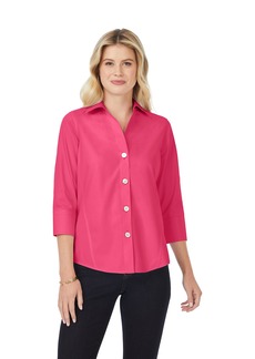 Foxcroft Women's Paityn 3/ Sleeve Solid Pinpoint Shaped Blouse