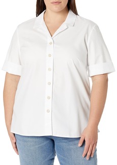 Foxcroft Women's Percy Elbow Length Sleeve Solid Pinpoint Shirt
