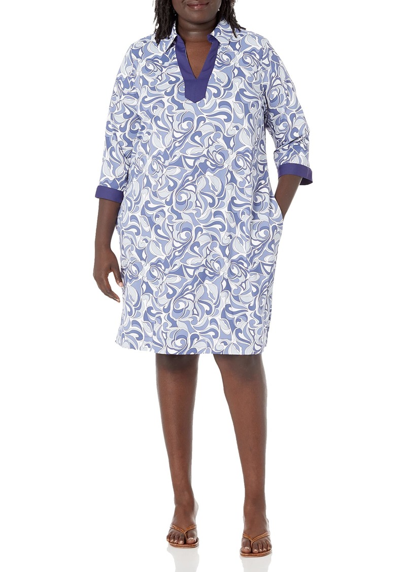 Foxcroft Women's Angel 3/4 Sleeve Motif Dress IRIS Bloom XL