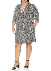 Foxcroft Women's Plus Size Angel 3/4 Sleeve Retro LINE Jersey Dress