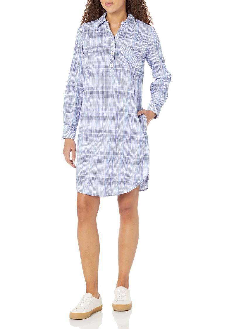 Foxcroft Women's Delaney Long Sleeve Purely Plaid Dress IRIS Bloom