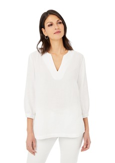 Foxcroft Women's Evie 3/4 Sleeve Gauze Blouse