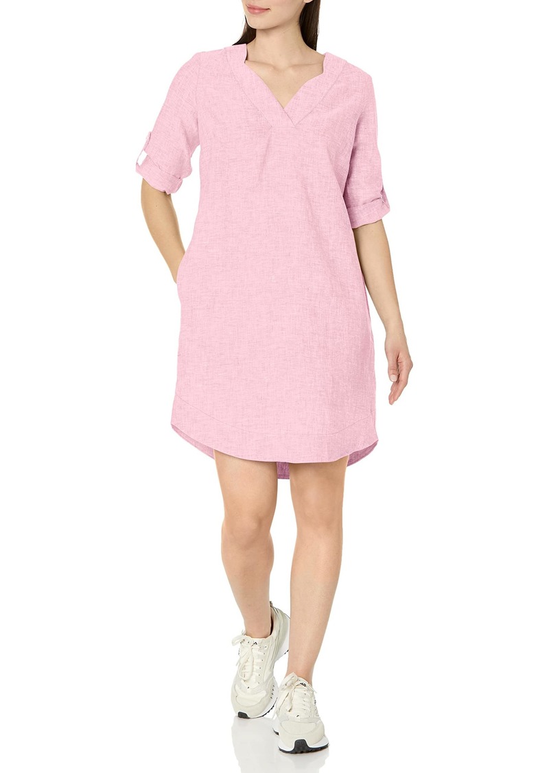 Foxcroft Women's Harmony 3/4 Sleeve with ROLL TAB Linen Dress