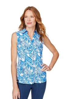 Foxcroft Women's Plus Size Mary Sleeveless Watercolor Tropics Blouse