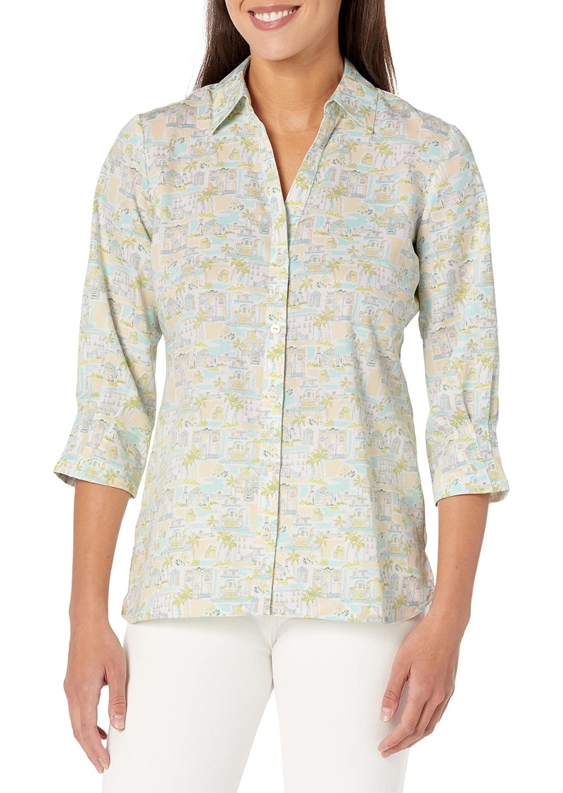 Foxcroft Women's Meryl 3/4 Sleeve Coast Blouse SEA Mist