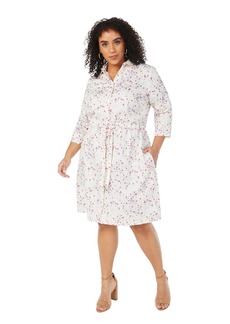 Foxcroft Women's Plus Size Nicolette 3/4 Sleeve Breezy Floral Dress  16