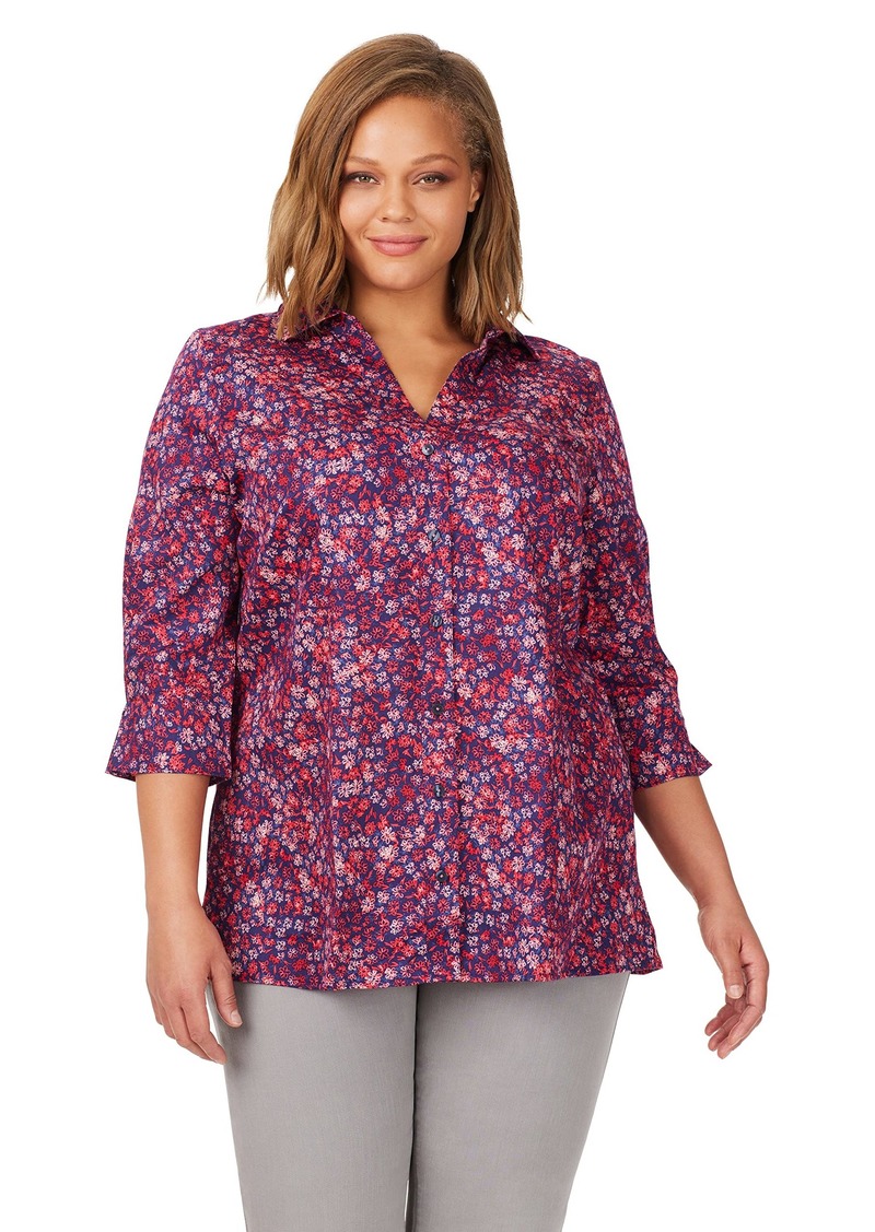 Foxcroft Women's Piper 3/4 Sleeve Beach Blossoms Blouse