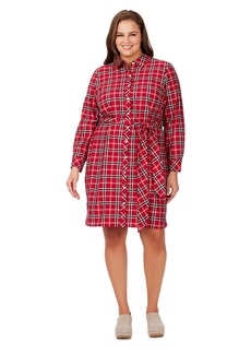 Foxcroft Women's Plus Size Rocca Long Sleeve Holiday Plaid Dress RED/Multi 24W