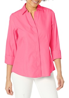 Foxcroft Women's Plus Size Taylor 3/4 Sleeve with FOLD-Back Cuff Solid Pinpoint Blouse  24W