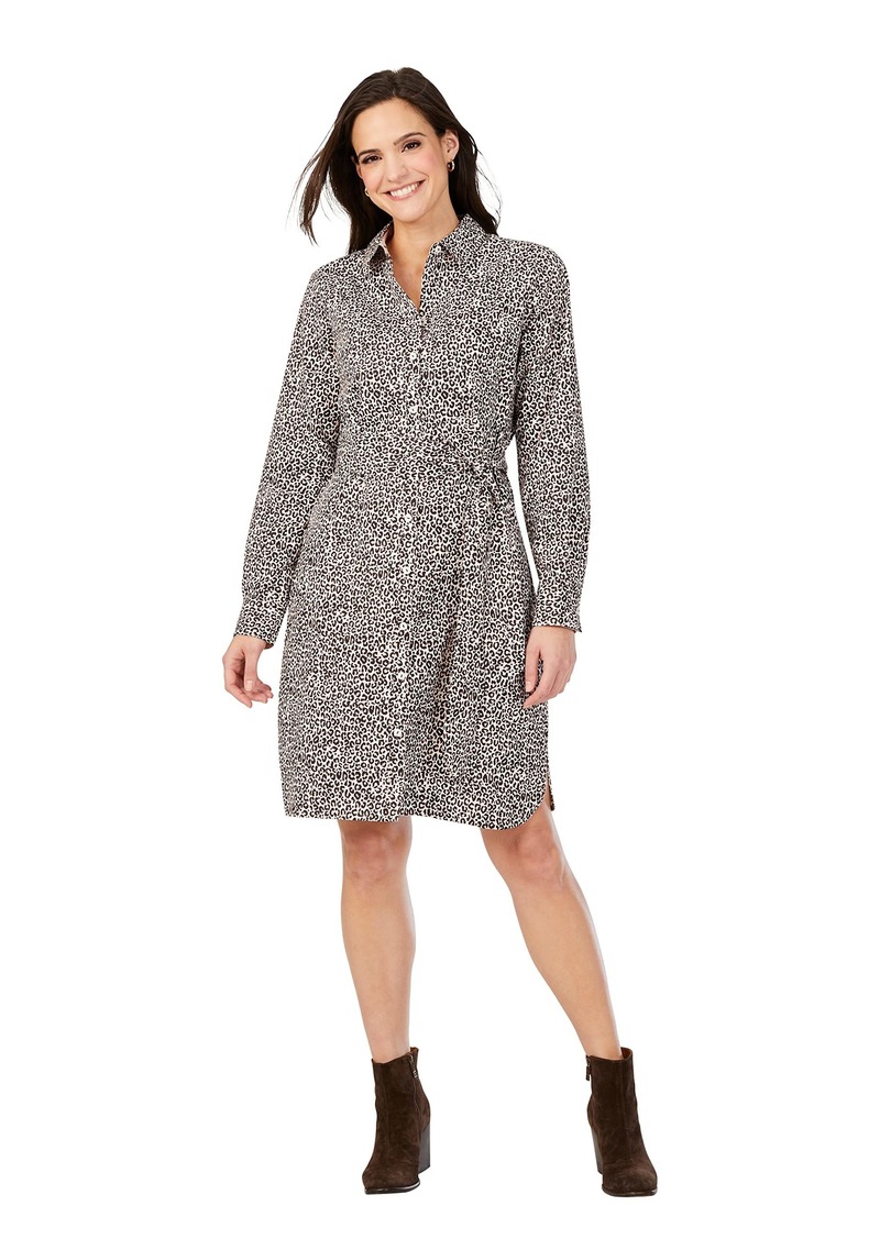 Foxcroft Women's Plus Size Rocca Long Sleeve Luxe Leopard Dress  24W