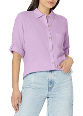 Foxcroft Women's Tamara 3/4 Sleeve ROLL TAB Gauze Shirt