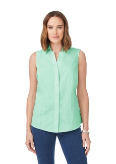 Foxcroft Women's Taylor Sleeveless Stretch Solid Blouse SEA Mist
