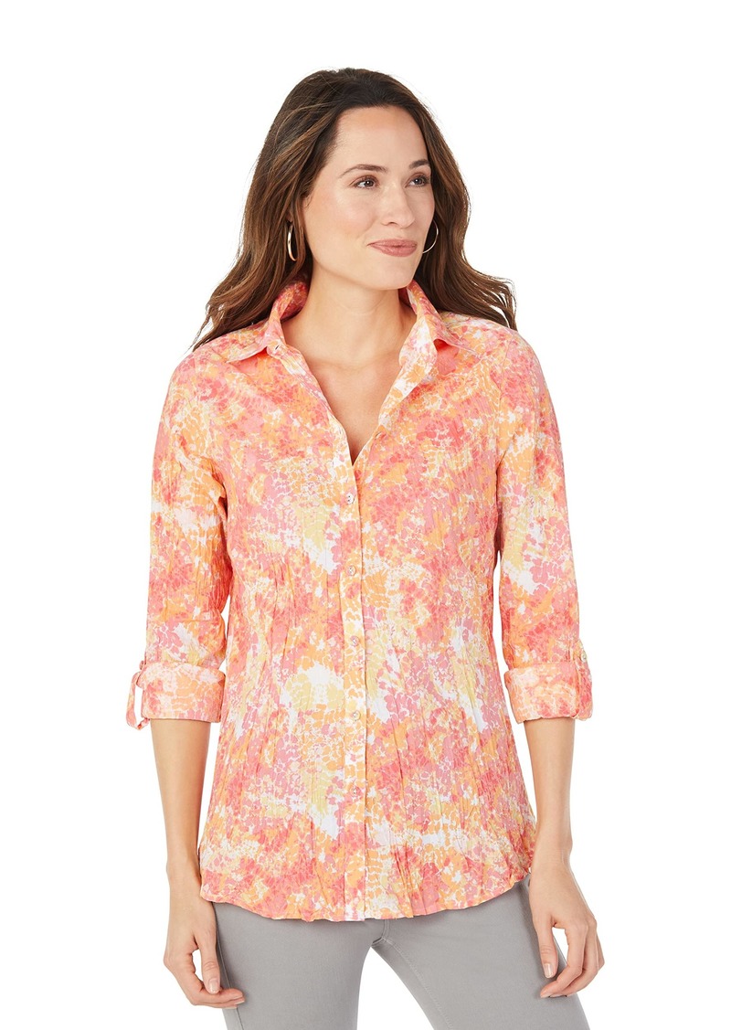 Foxcroft Women's Zoey Long Sleeve with ROLL TAB Starburst Blouse