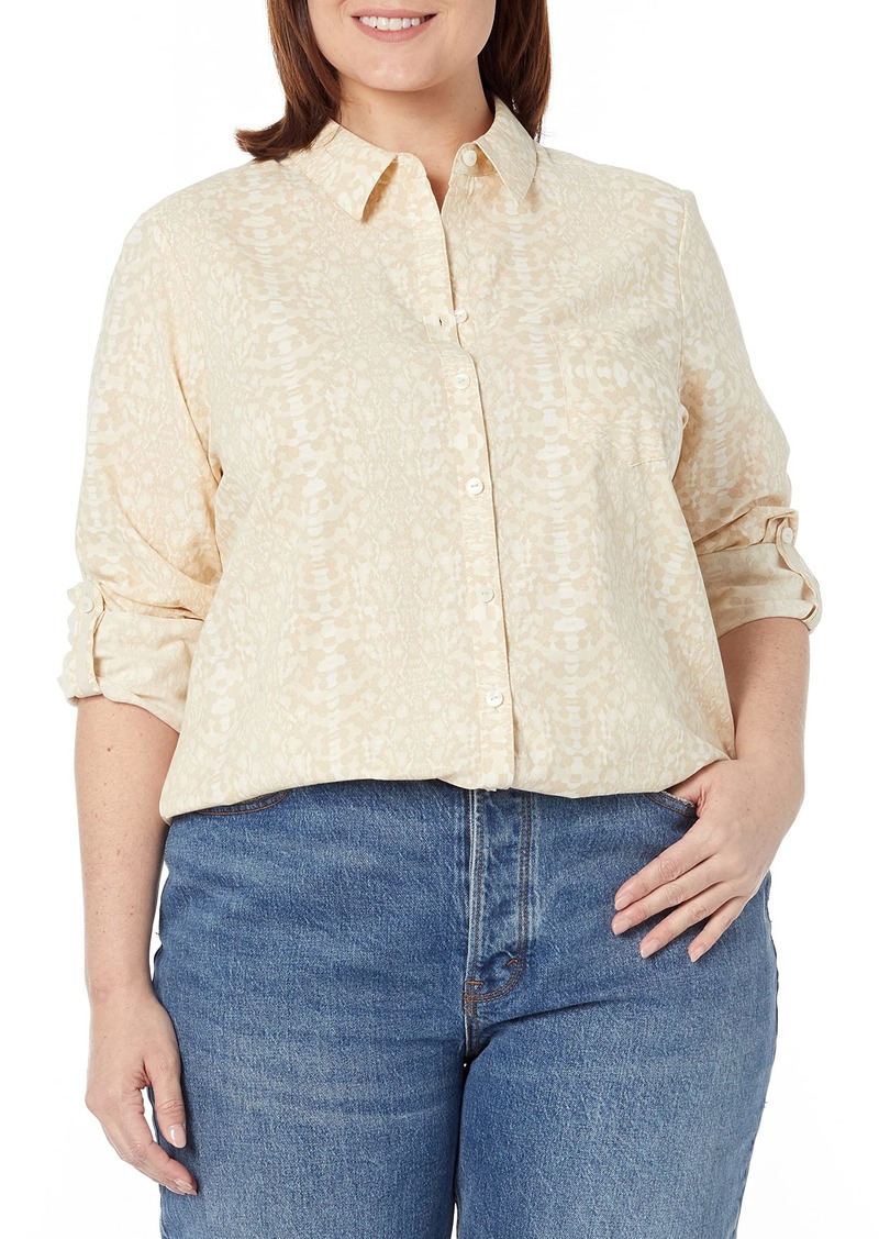 Foxcroft Women's Zoey Long Sleeve with ROLL TAG Soft Python Shirt