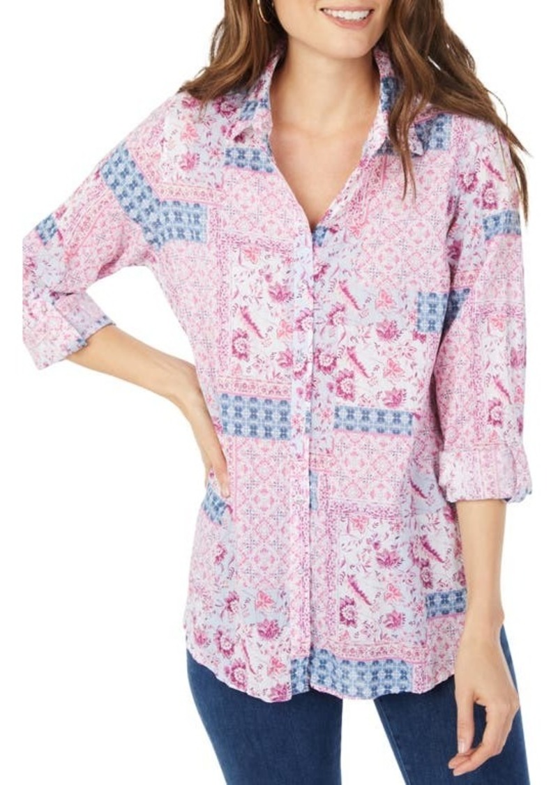 Foxcroft Zoey Boho Blooms Cotton Button-Up Shirt