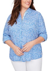 Foxcroft Zoey Coral Reef Button Up Shirt (Plus Size)