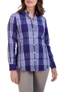Foxcroft Zoey Plaid Cotton Blend Button-Up Shirt