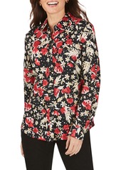 Foxcroft Ava Festive Floral Wrinkle-Free Shirt in Multi at Nordstrom