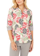 Foxcroft Taylor Wrinkle-Free Cotton Shirt in Multi at Nordstrom