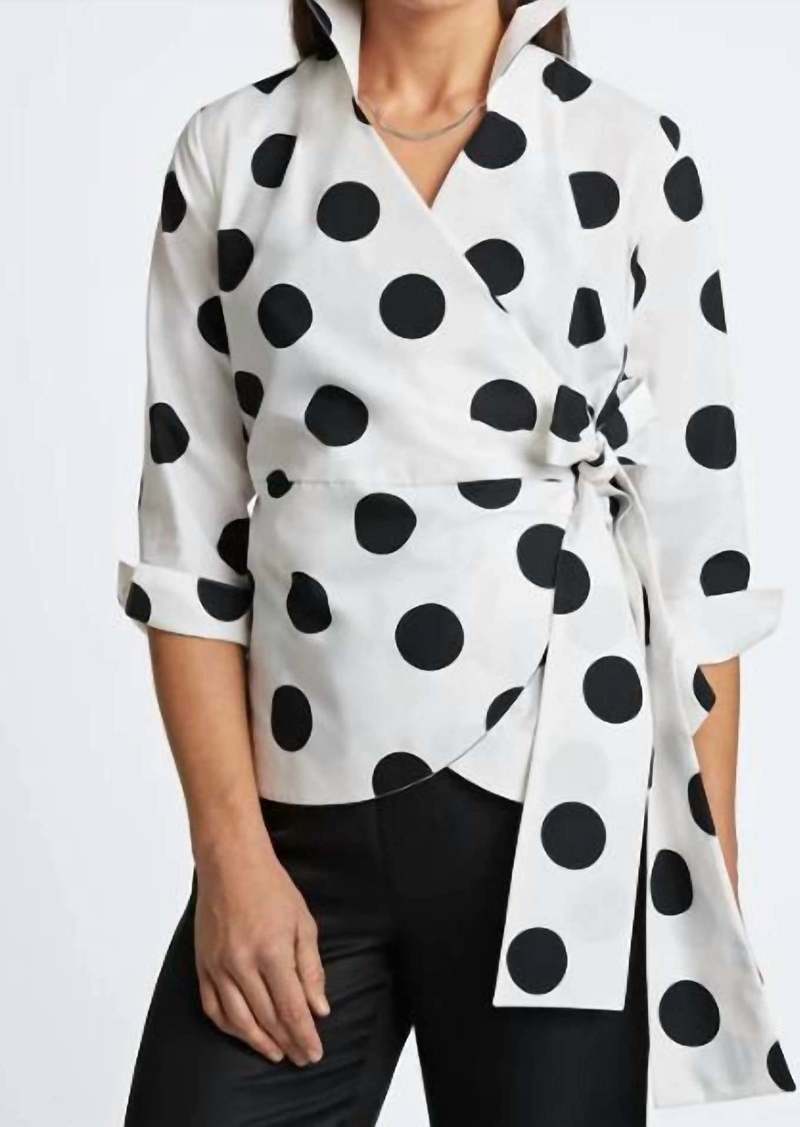 Foxcroft Salina Polka Dot Blouse In Black/white