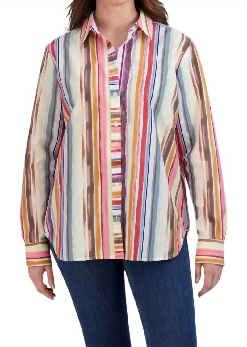 Foxcroft Women's Boyfriend Shirt In Multi Stripe