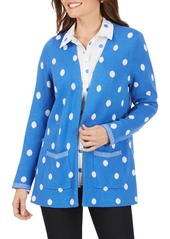 Foxcroft Brighton Jacquard Dot Cotton Blend Cardigan Sweater in Azul at Nordstrom