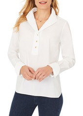 Foxcroft Evelina Long Sleeve Popover Blouse in White at Nordstrom