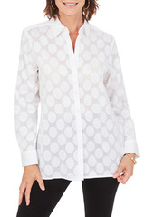 Foxcroft Journey Burnout Clip Dot Shirt in White at Nordstrom