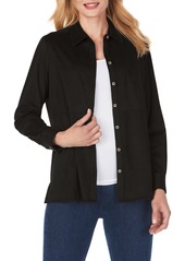 Foxcroft Journey Faux Suede Shirt Jacket in Black at Nordstrom