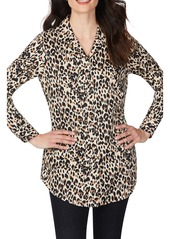 Foxcroft Lucca Evening Leopard Wrinkle-Free Tunic Shirt in Biscotti at Nordstrom