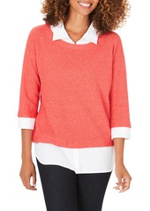 Foxcroft Miles Layered Shirt & Sweater Pullover in Desert Rose at Nordstrom