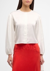 FRAME Angled Inset-Sleeve Blouse