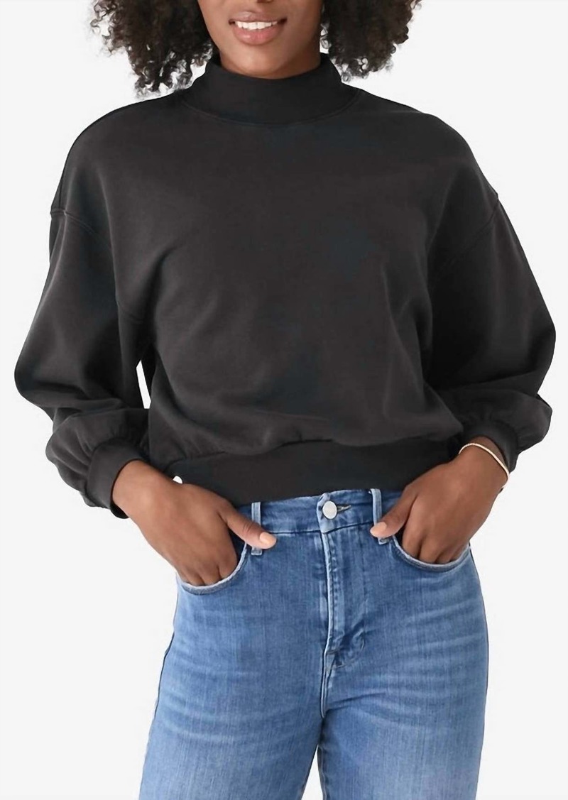 FRAME Balloon Sleeve Mock Sweater In Black