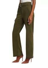 FRAME Belted Twill Wide-Leg Pants