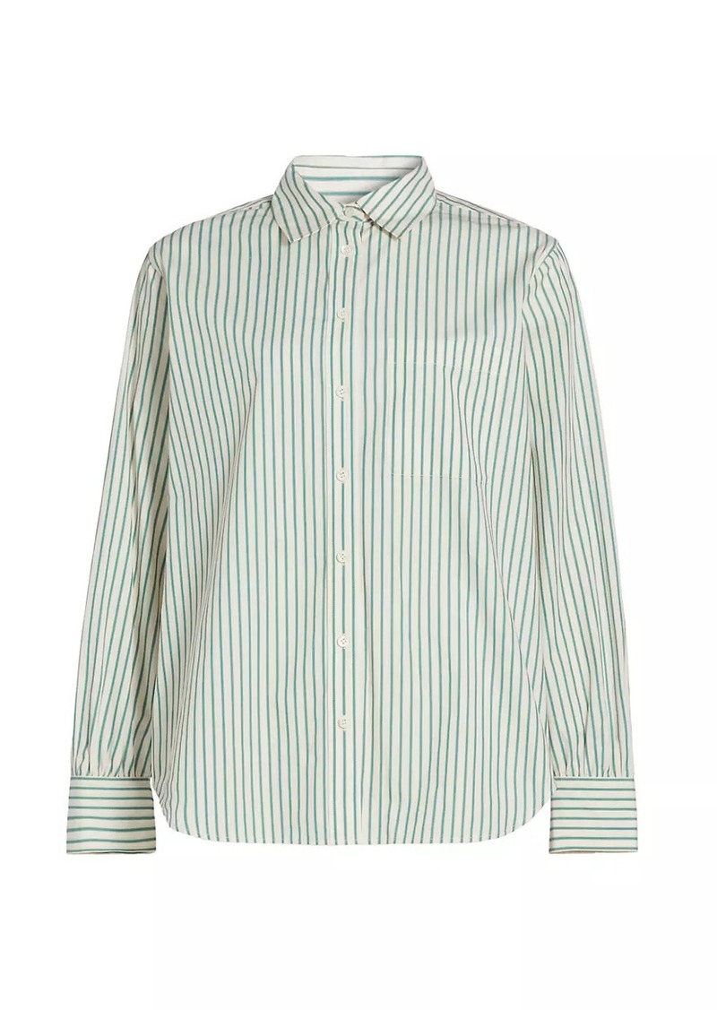 FRAME Borrowed Stripe Cotton Oversized Shirt