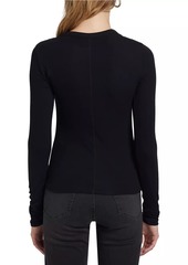 FRAME Button-Shoulder Crewneck Sweater