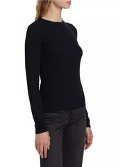 FRAME Button-Shoulder Crewneck Sweater